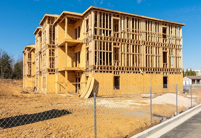 a snapshot of temporary chain link fences protecting a large construction project from unauthorized access in Excelsior MN